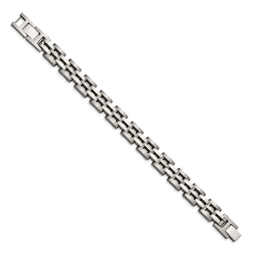 13mm Stainless Steel Brushed & Polished Panther Link Bracelet, 8.75 In