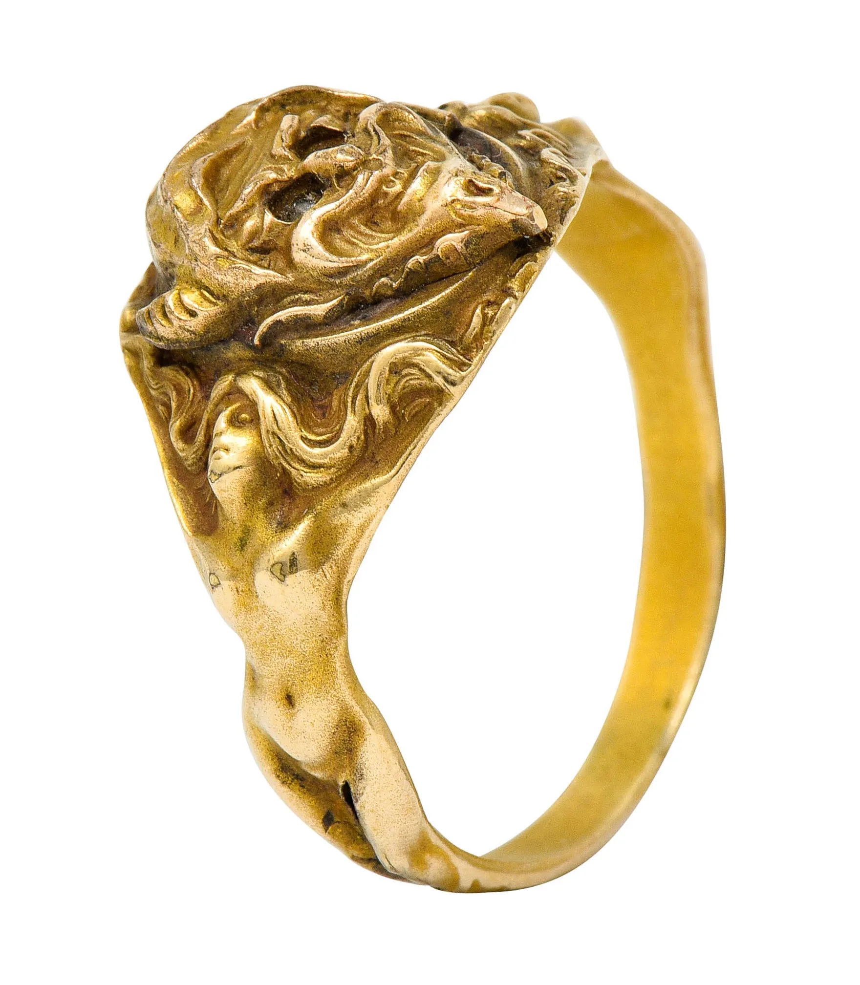 1890's Victorian Gold Full-Bodied Figure Devil Band Ring