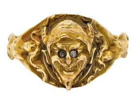 1890's Victorian Gold Full-Bodied Figure Devil Band Ring