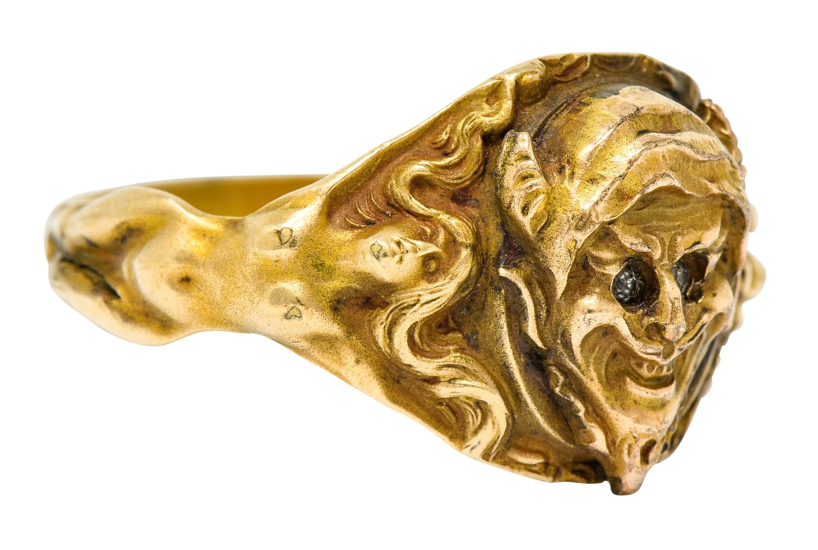 1890's Victorian Gold Full-Bodied Figure Devil Band Ring