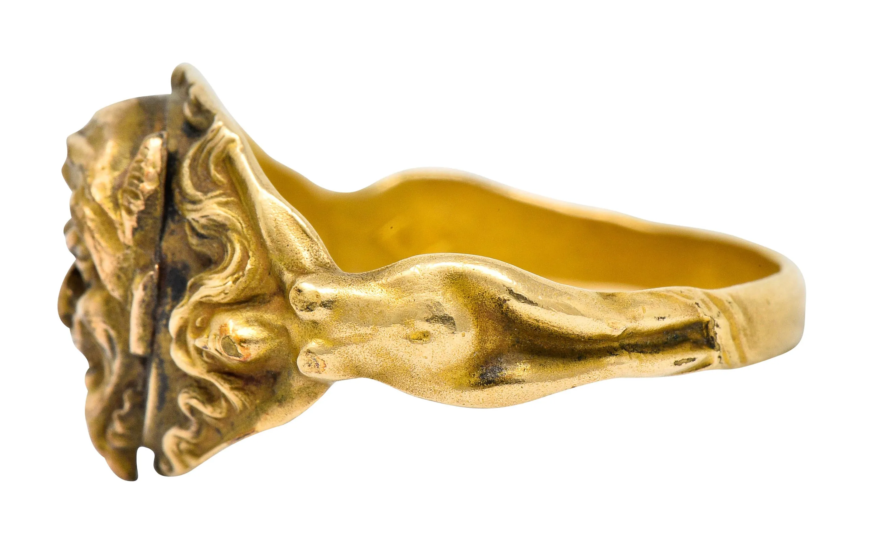 1890's Victorian Gold Full-Bodied Figure Devil Band Ring