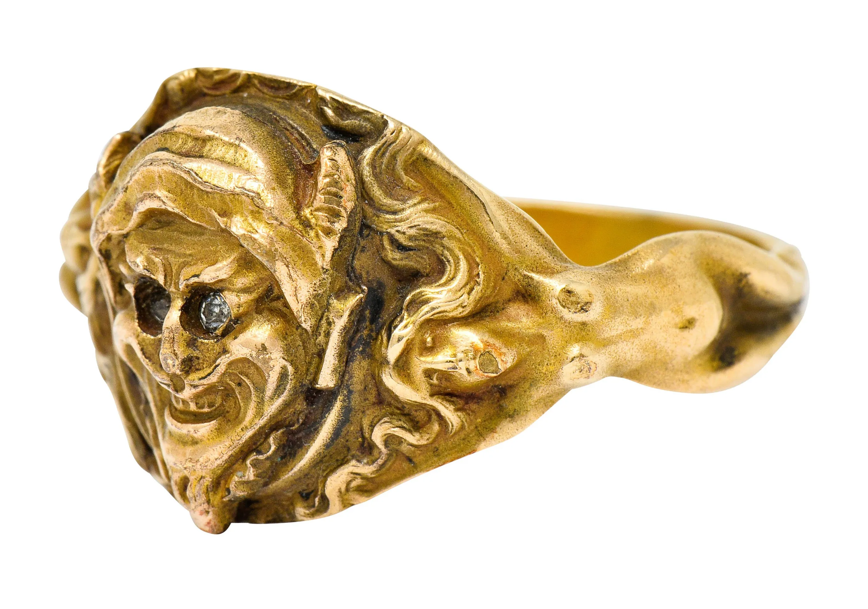 1890's Victorian Gold Full-Bodied Figure Devil Band Ring