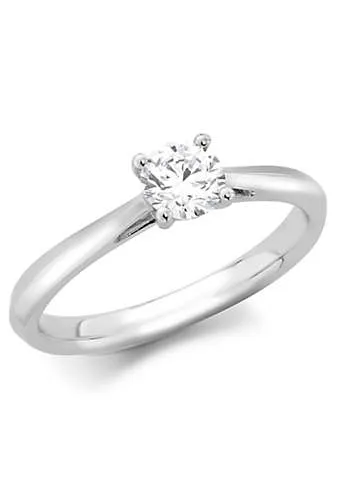 18ct White Gold 0.50ct Lab Created Diamond Peaked Band Solitaire Ring 5mm | Kaleidoscope