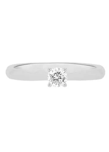 18ct White Gold 0.50ct Lab Created Diamond Peaked Band Solitaire Ring 5mm | Kaleidoscope