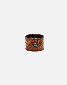 70s Leather Turquoise Cuff