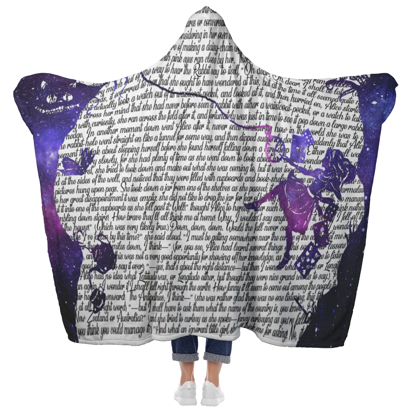 Alice's Adventures In Wonderland Book Page Hooded Blanket