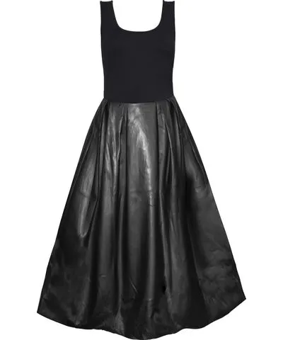 Amy Lynn Women's Addison Black Vegan Leather Puffball Dress