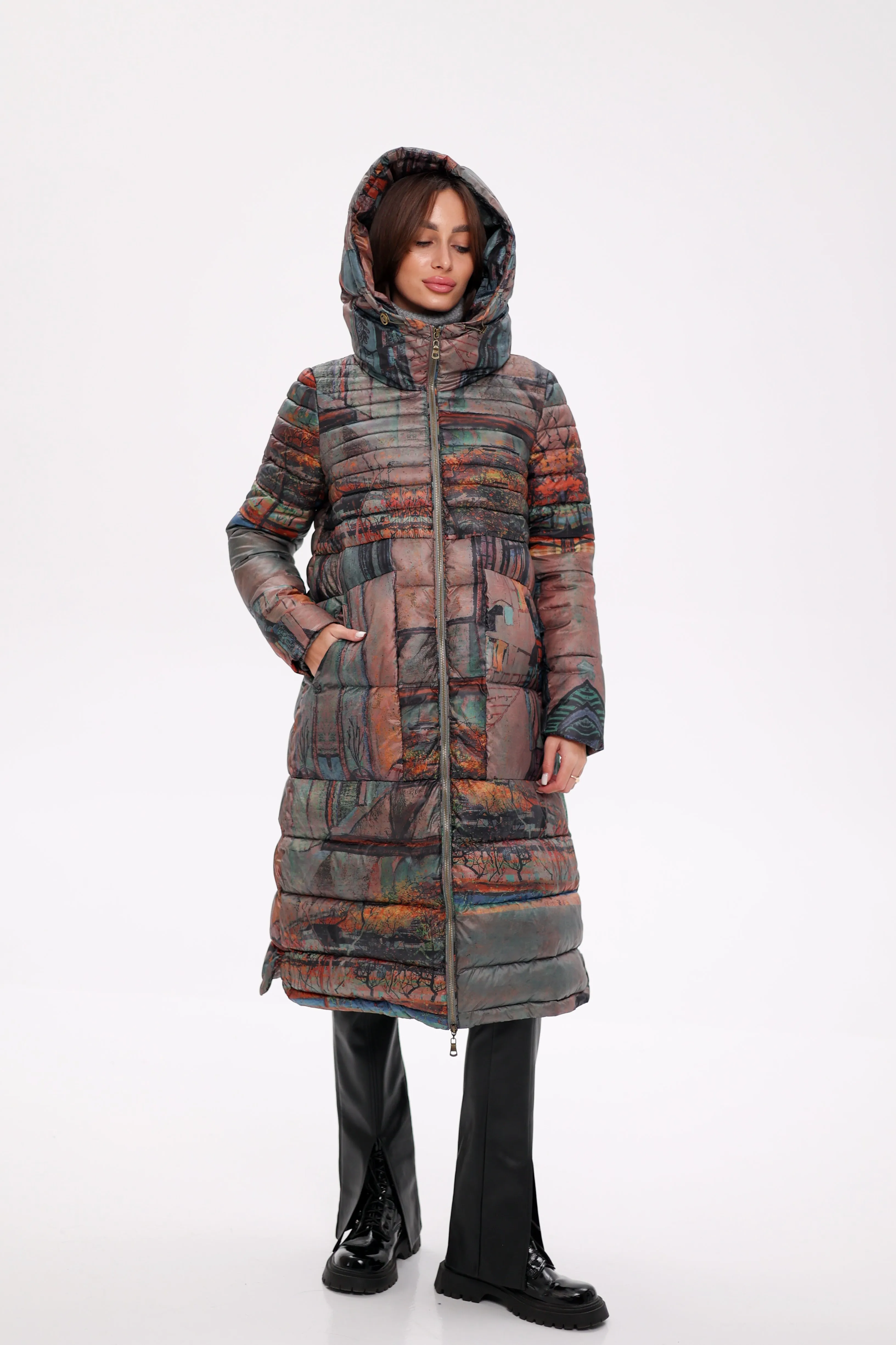 Art Print Winter Insulated Hooded Jacket