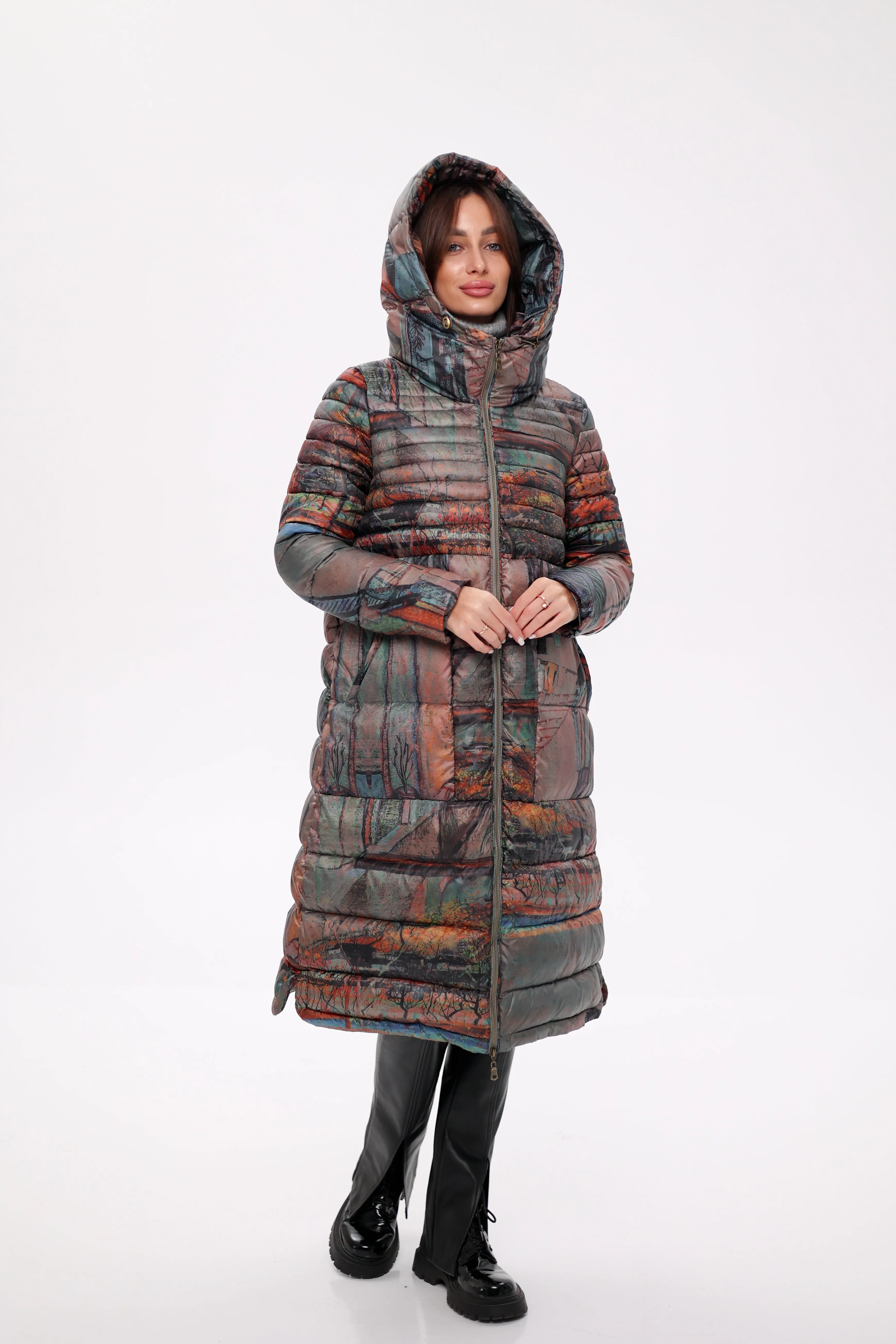 Art Print Winter Insulated Hooded Jacket