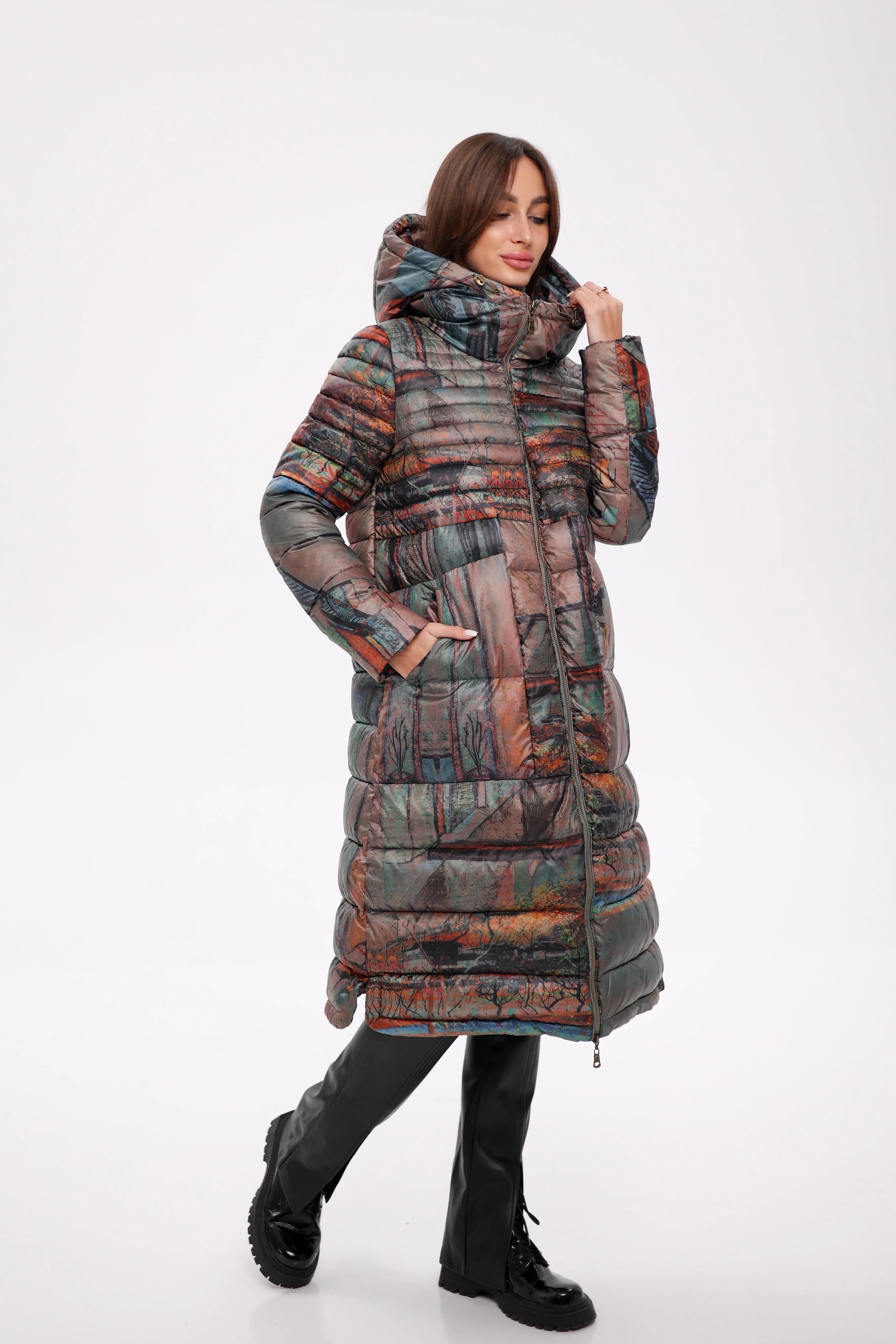 Art Print Winter Insulated Hooded Jacket