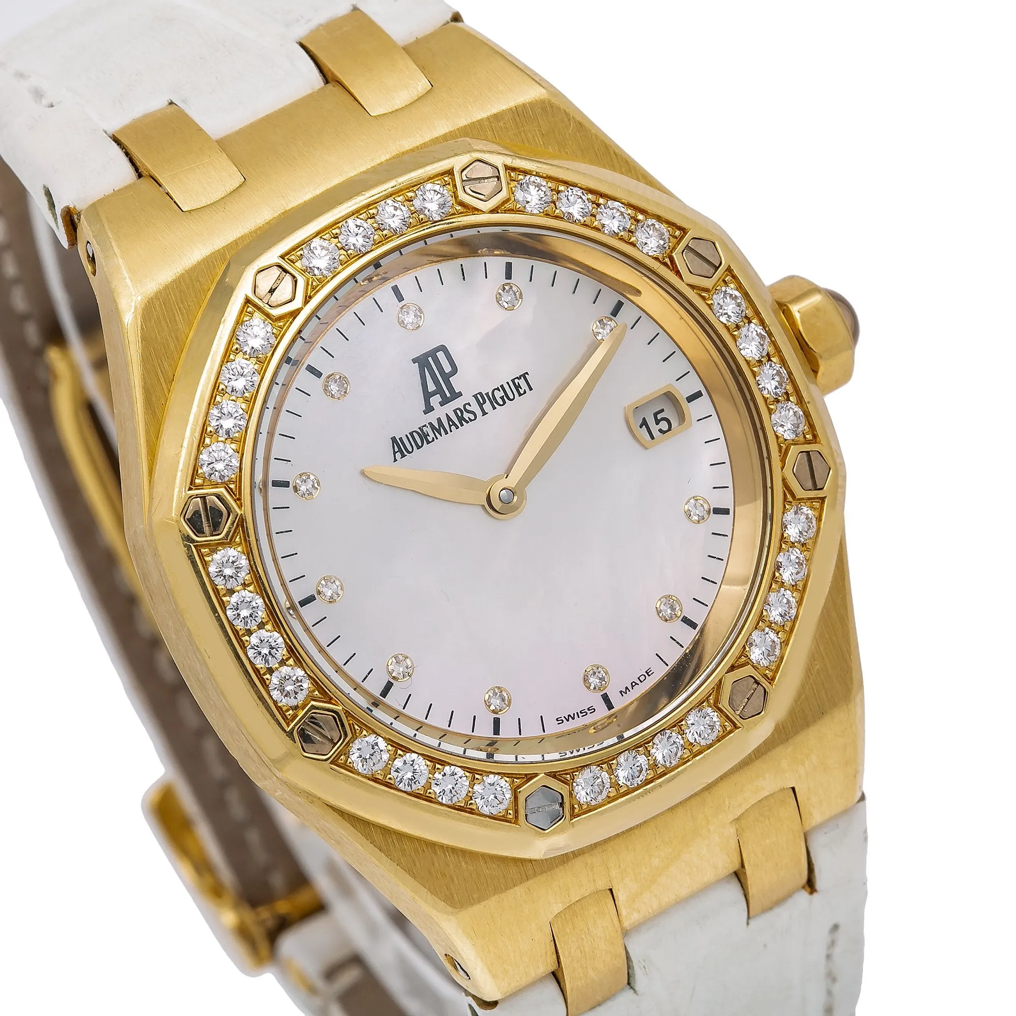 Audemars Piguet Royal Oak Lady 67601BA.ZZ.D012CR.03 33MM White FACTORY Mother of Pearl Dial With Leather Bracelet