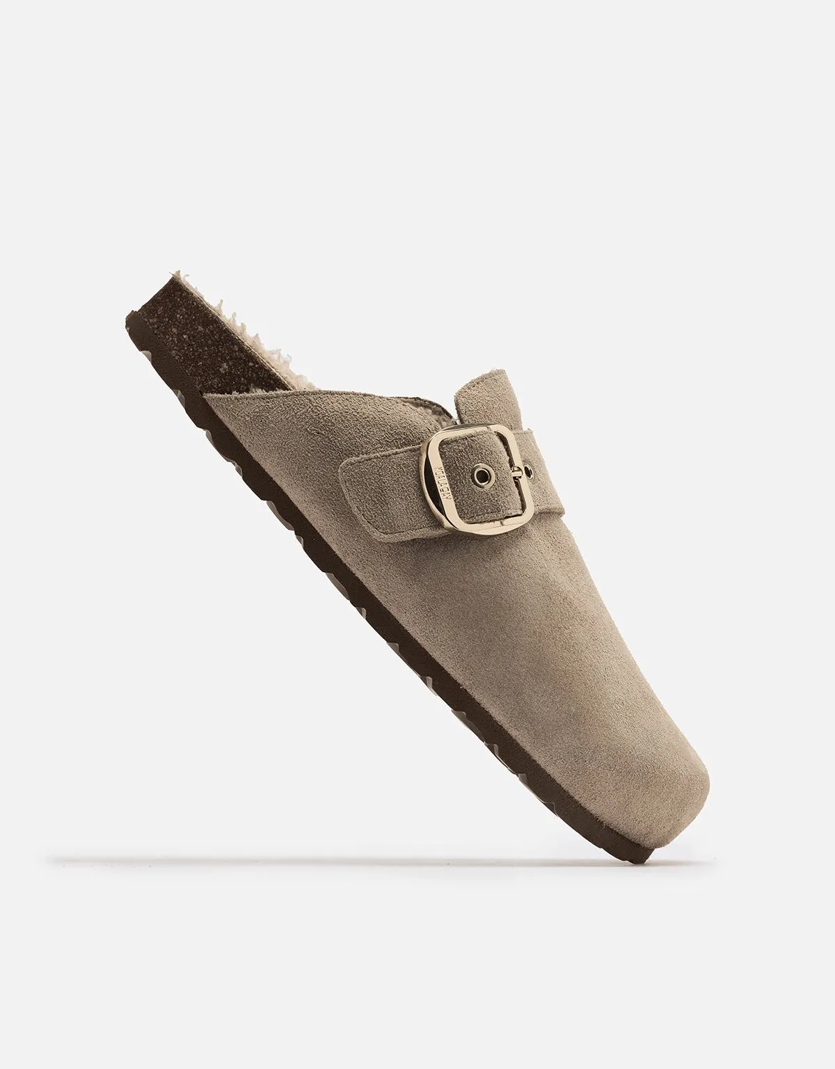 Beige Fur Clog with Buckle - Oslo