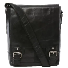 Black Medium Leather Messenger Bag