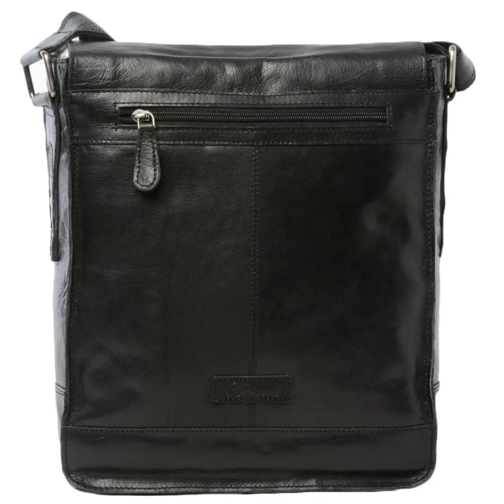 Black Medium Leather Messenger Bag