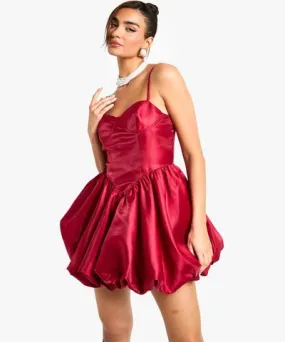 boohoo Womens Taffeta Puffball Mini Dress