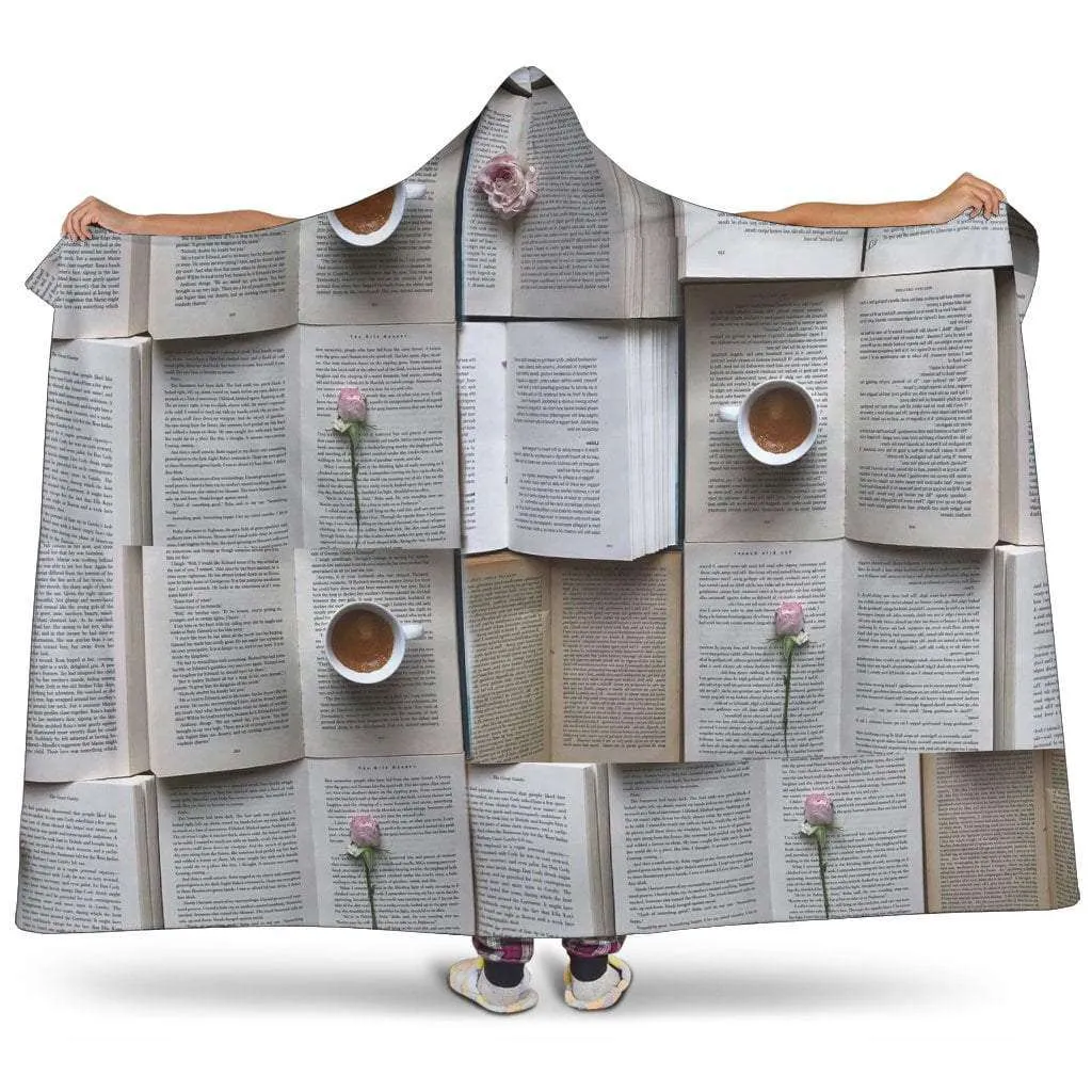 books and coffee hooded blanket