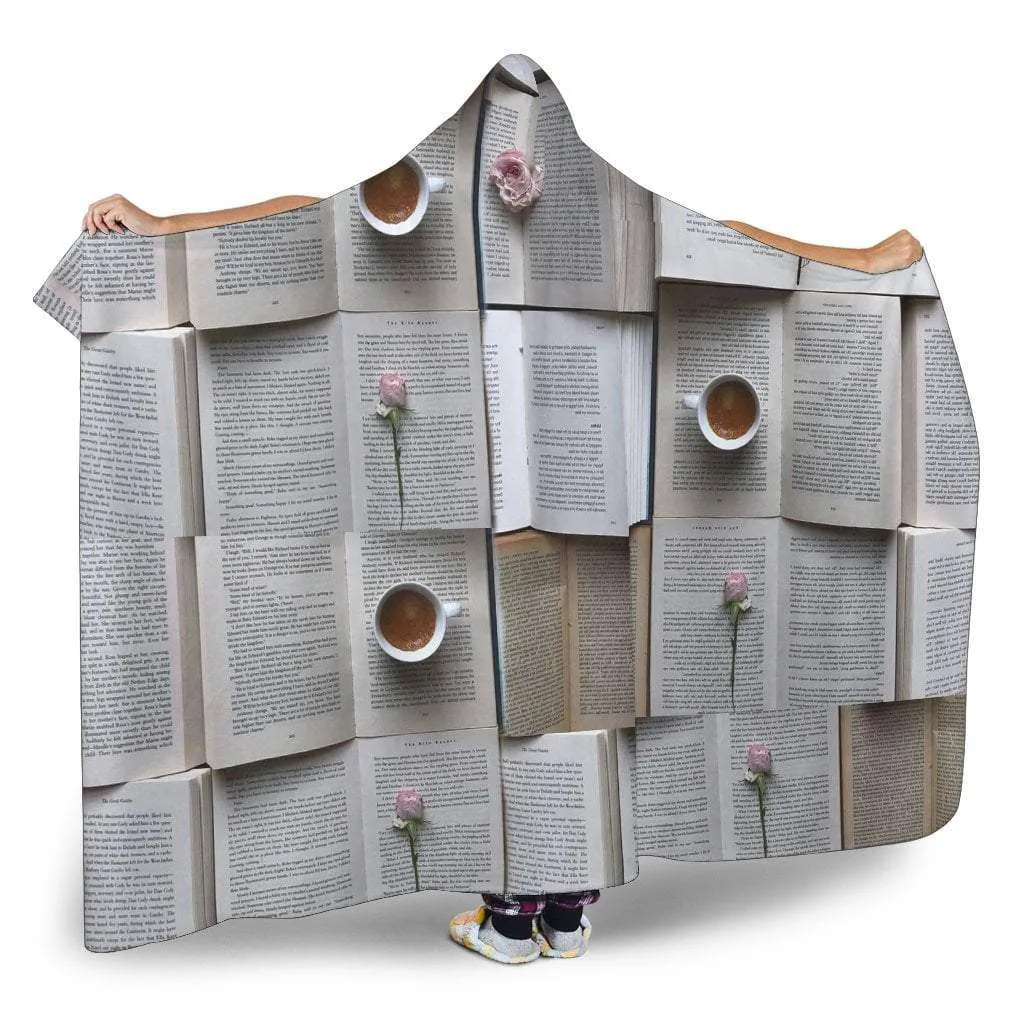 books and coffee hooded blanket