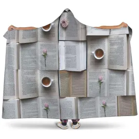 books and coffee hooded blanket