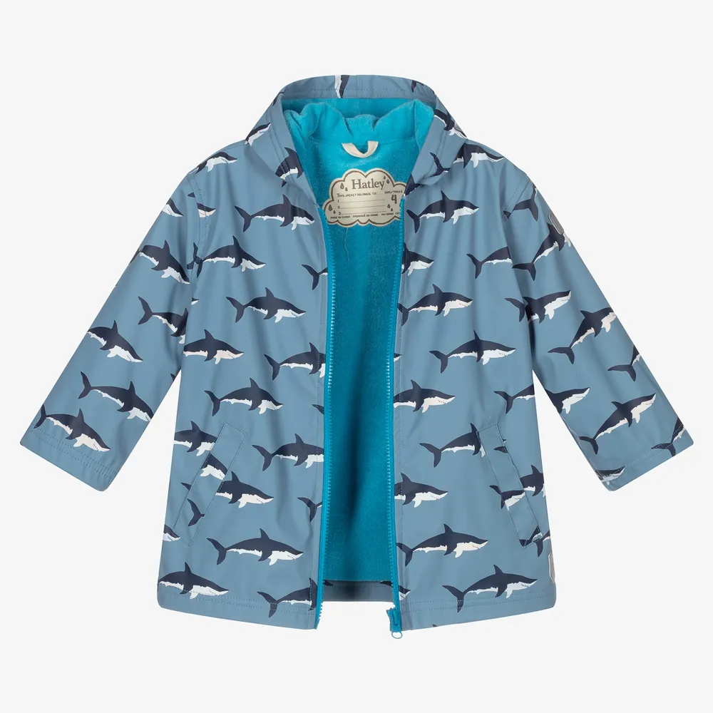 Boys Blue Hooded Raincoat