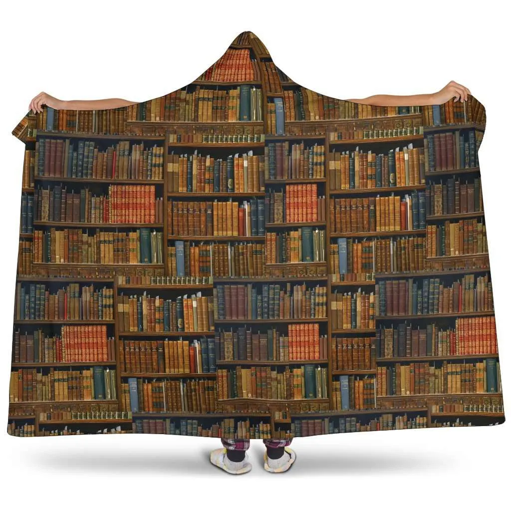 brown bookshelf pattern Hooded blanket