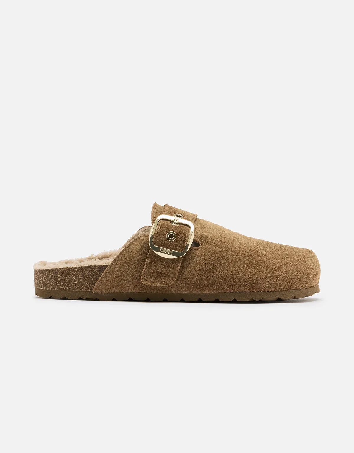 Brown Fur Clog with Buckle - Oslo