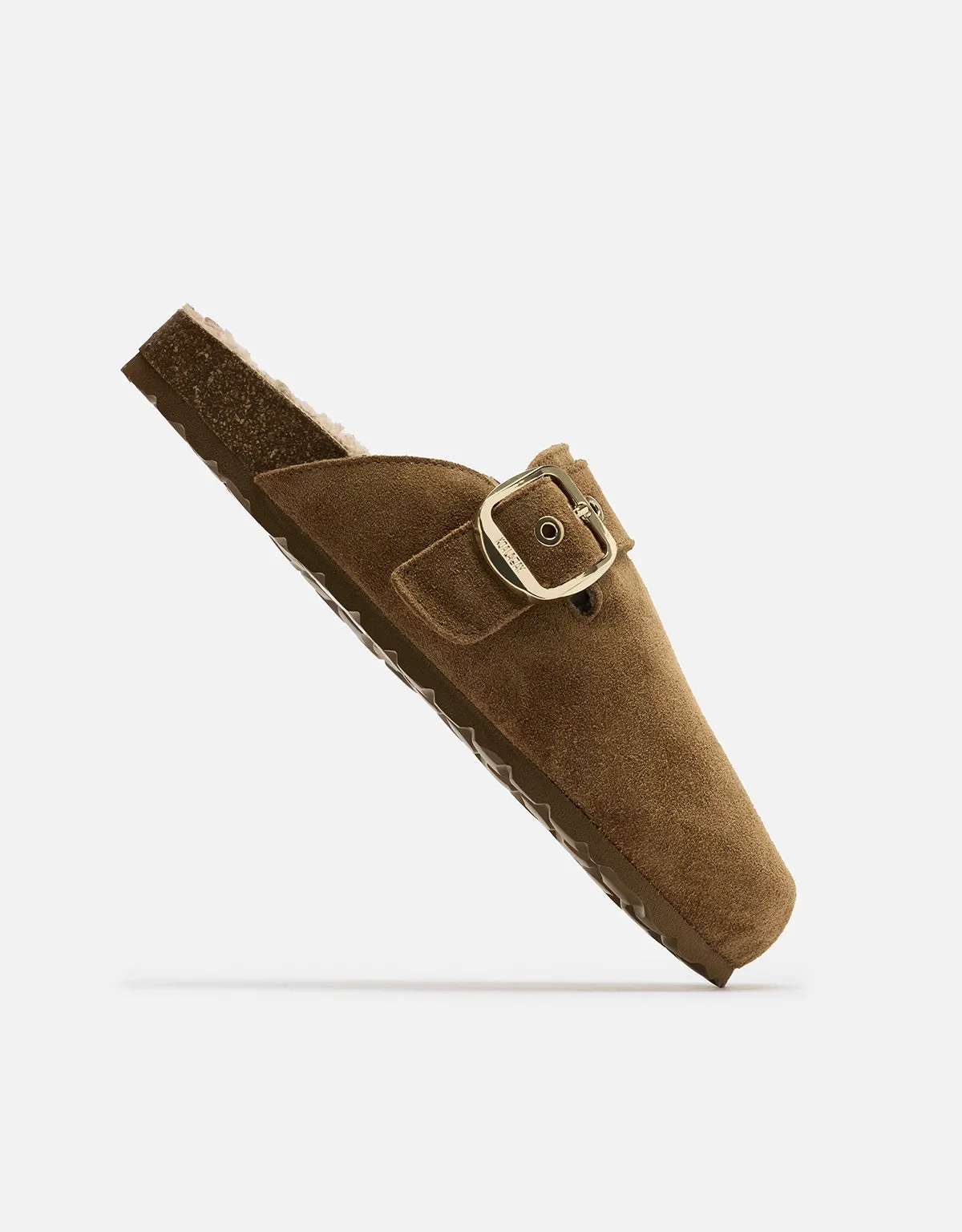 Brown Fur Clog with Buckle - Oslo