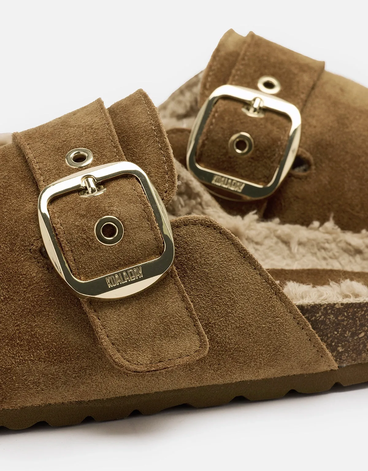 Brown Fur Clog with Buckle - Oslo