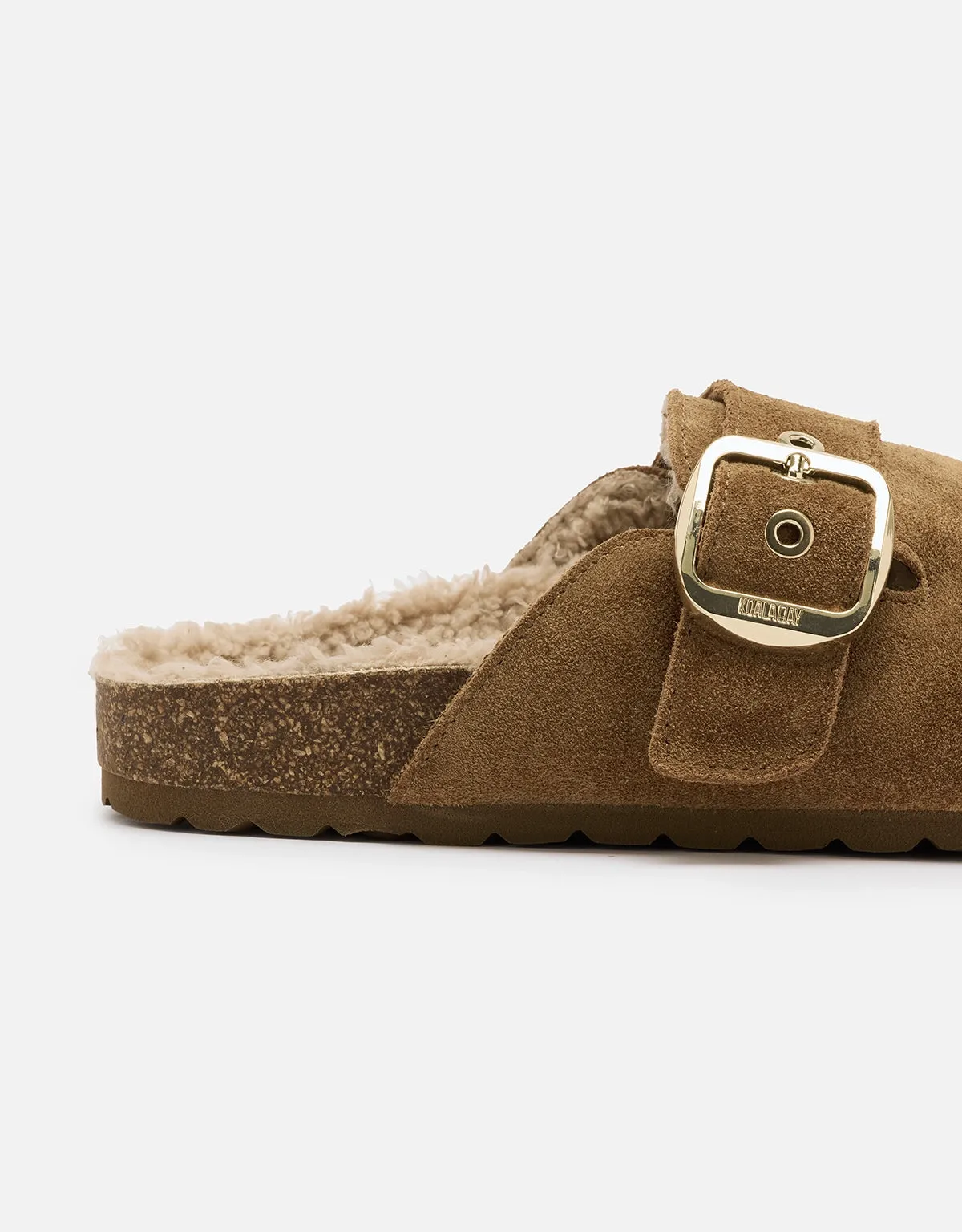 Brown Fur Clog with Buckle - Oslo