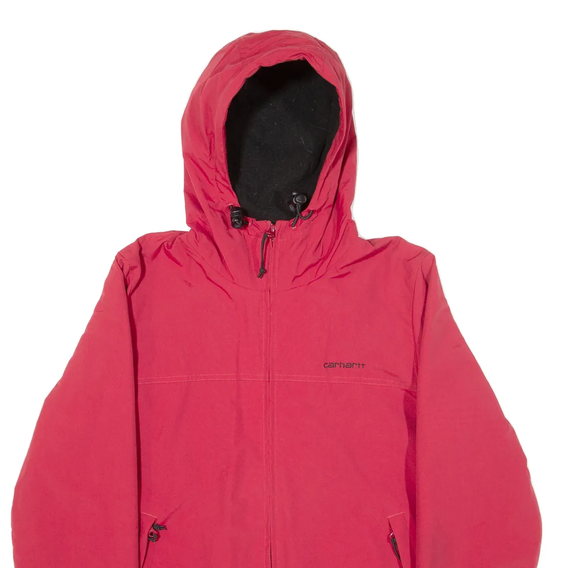 CARHARTT Sail Fleece Lined Mens Jacket Red Nylon Hooded S