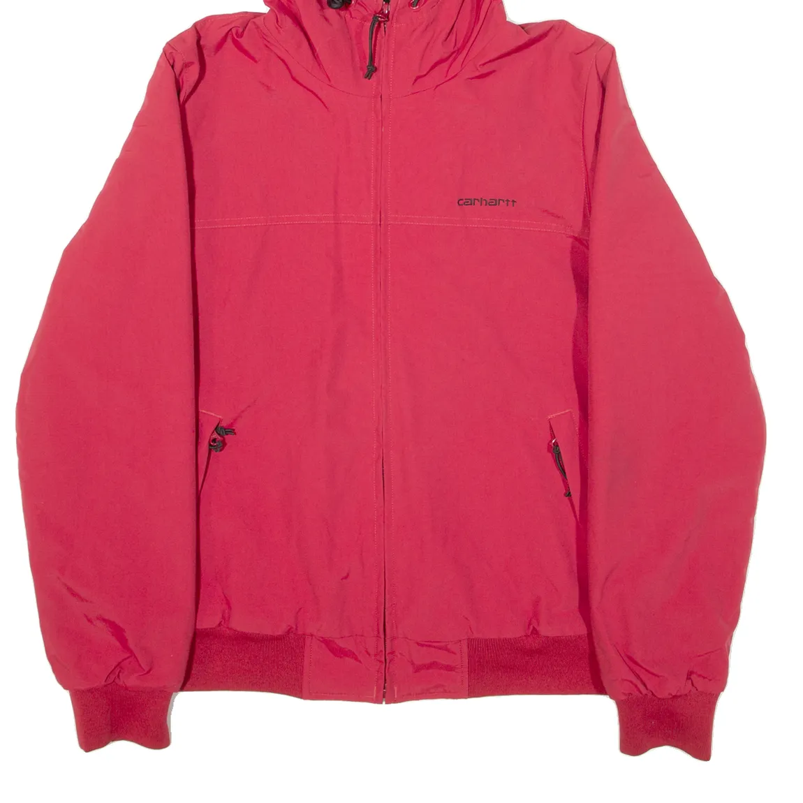 CARHARTT Sail Fleece Lined Mens Jacket Red Nylon Hooded S