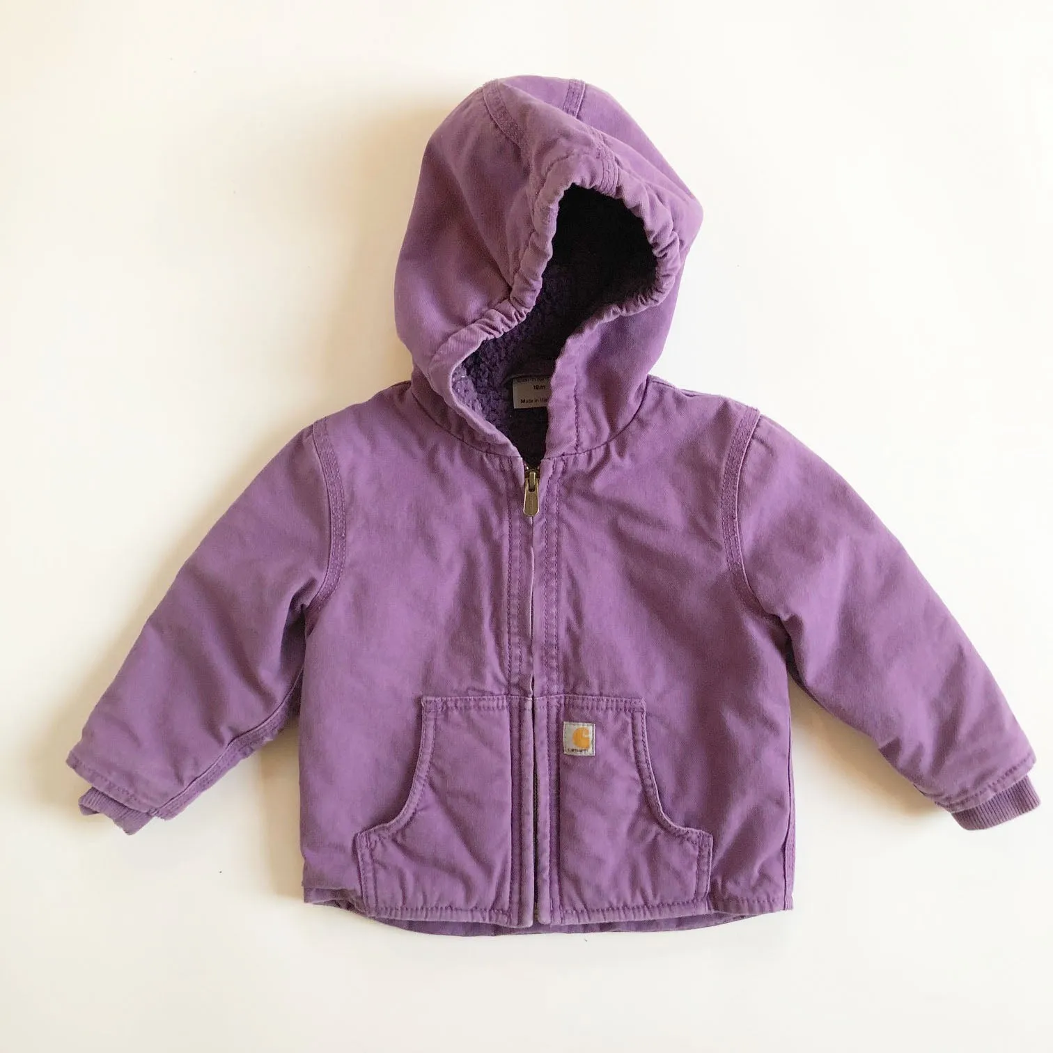 Carhartt Violet Fleece Lined Hooded Jacket size 18-24 months