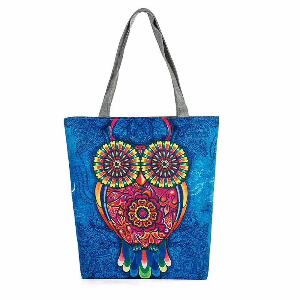 Casual women bag Owl Printed Cat hbags Shoulder Shopping Bag Travel Bags Canvas Tote hbag women bags bolsas