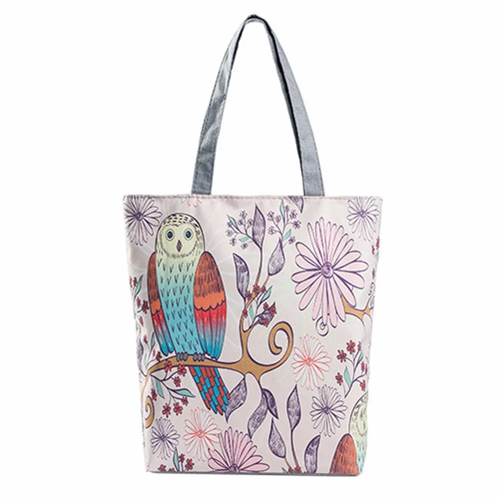 Casual women bag Owl Printed Cat hbags Shoulder Shopping Bag Travel Bags Canvas Tote hbag women bags bolsas