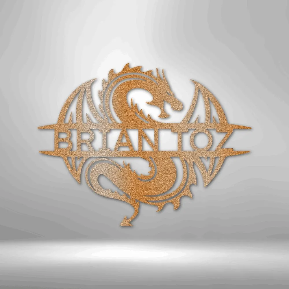 Celtic Dragon Monogram - Steel Sign