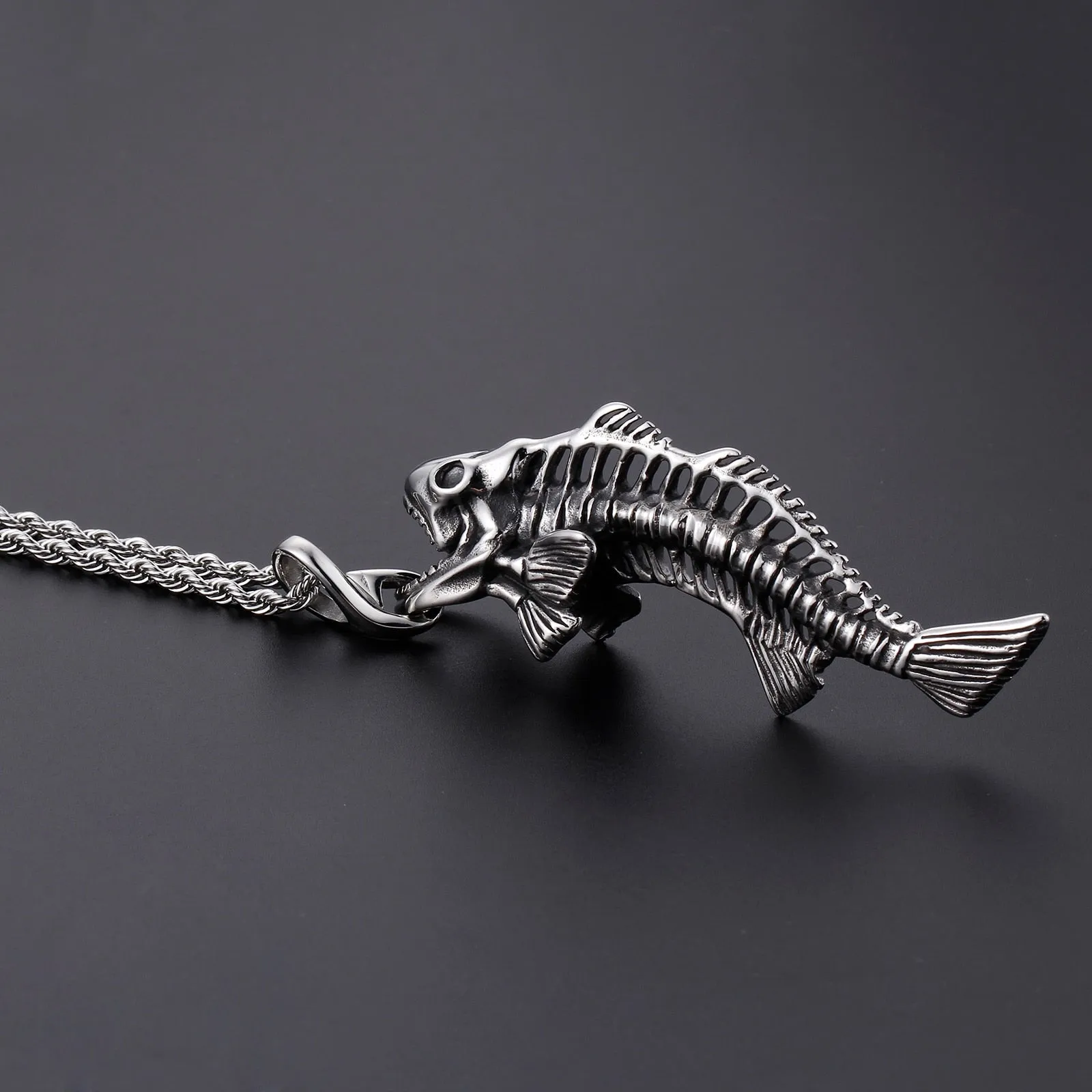 Charming Stainless Steel Skeleton Pendant Necklace