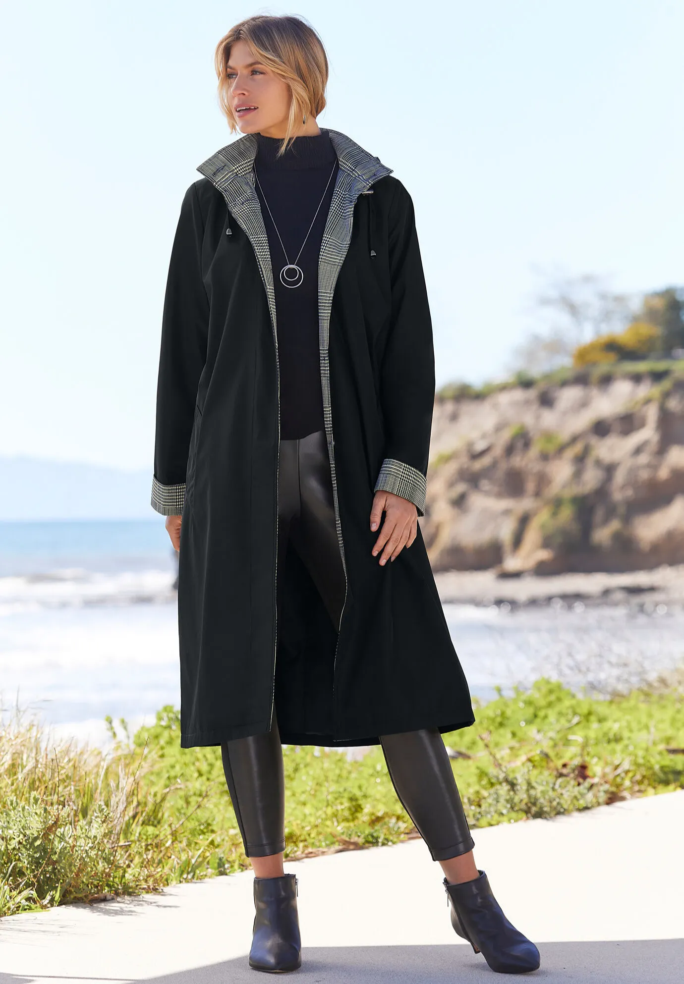 Contrast Hood Raincoat