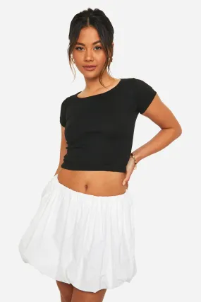 Cotton Poplin Puffball Mini Skirt