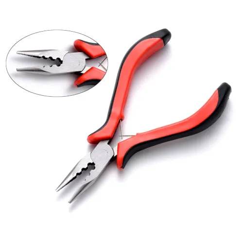 Crimping Pliers, For 2/2.5/3mm Crimp Beads, Dual, Rubber And Carbon Steel, Black And Red, 130mm