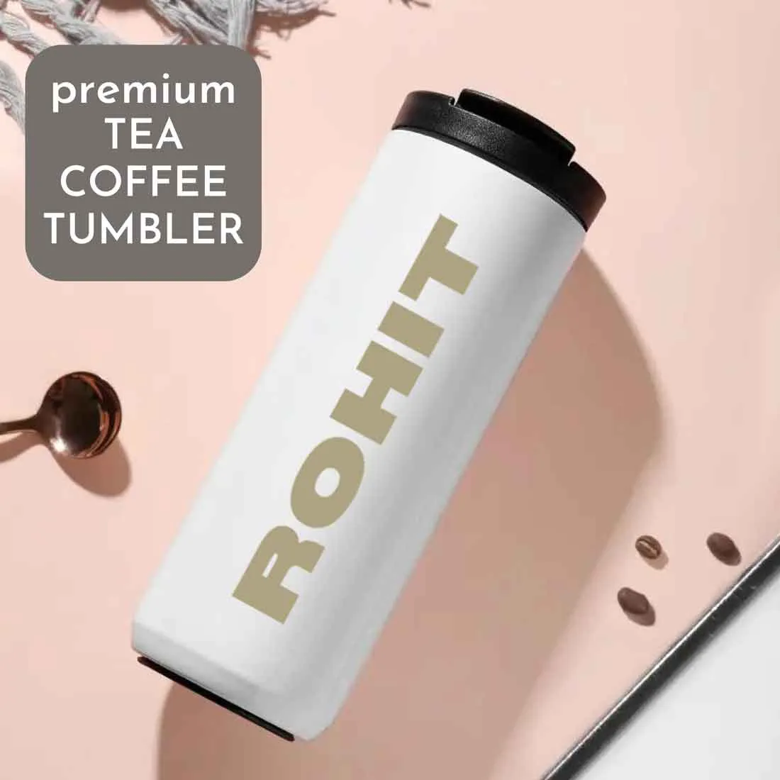 Custom Tea Coffee Tumbler Insulated for Travelling Office Car Engraved Sipper Flask -Add Name