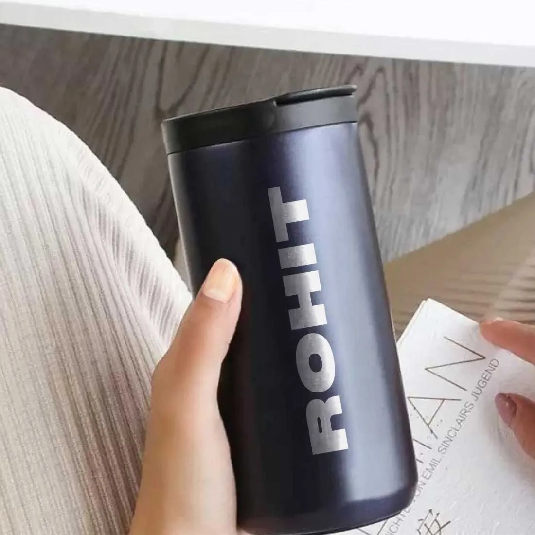 Custom Tea Coffee Tumbler Insulated for Travelling Office Car Engraved Sipper Flask -Add Name