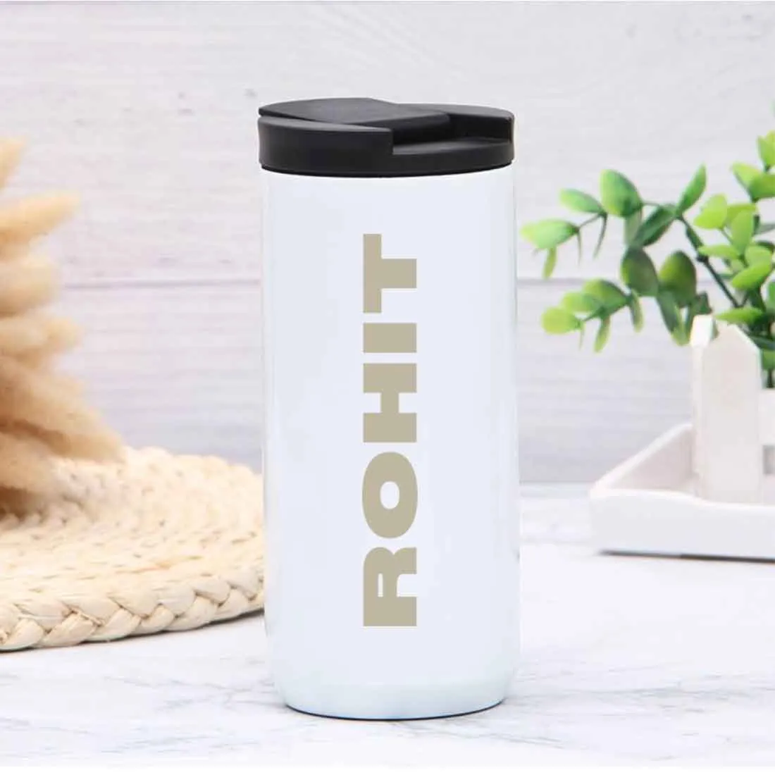 Custom Tea Coffee Tumbler Insulated for Travelling Office Car Engraved Sipper Flask -Add Name