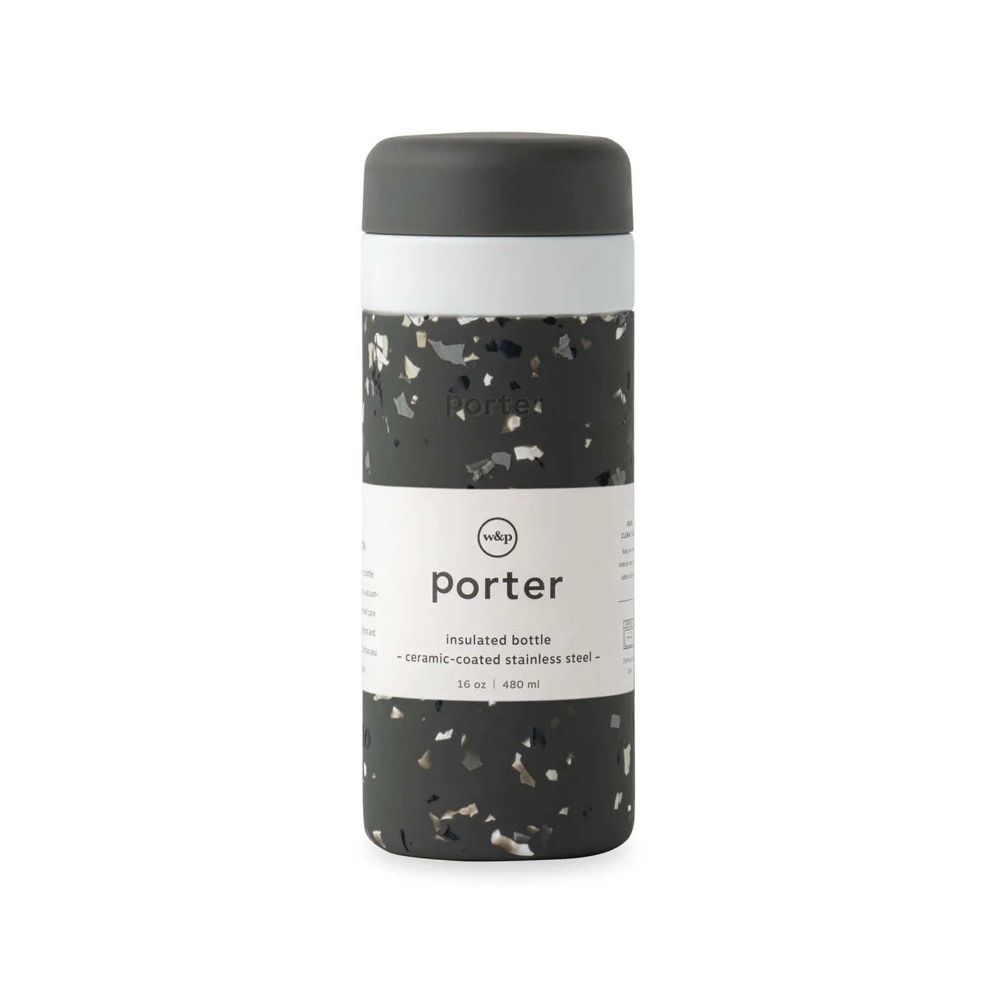 Custom W&P Porter Insulated Ceramic Bottle 16 Oz Charcoal Terrazzo 101370-161