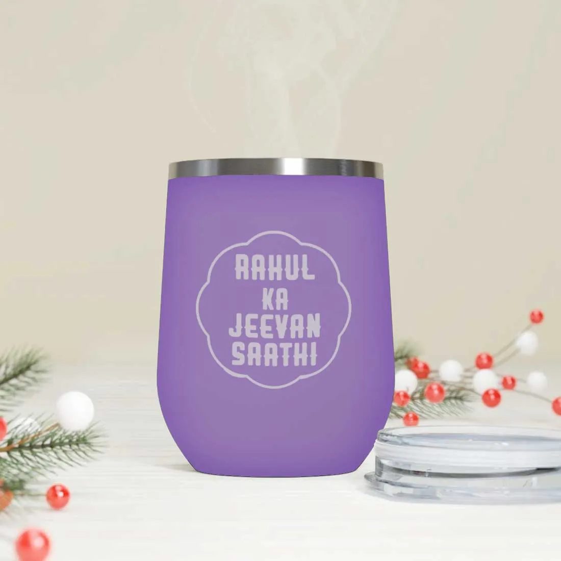 Customised Stainless Steel Insulated Coffee Mugs for Office Car Engraved Travel Cup - Jeevan Saathi