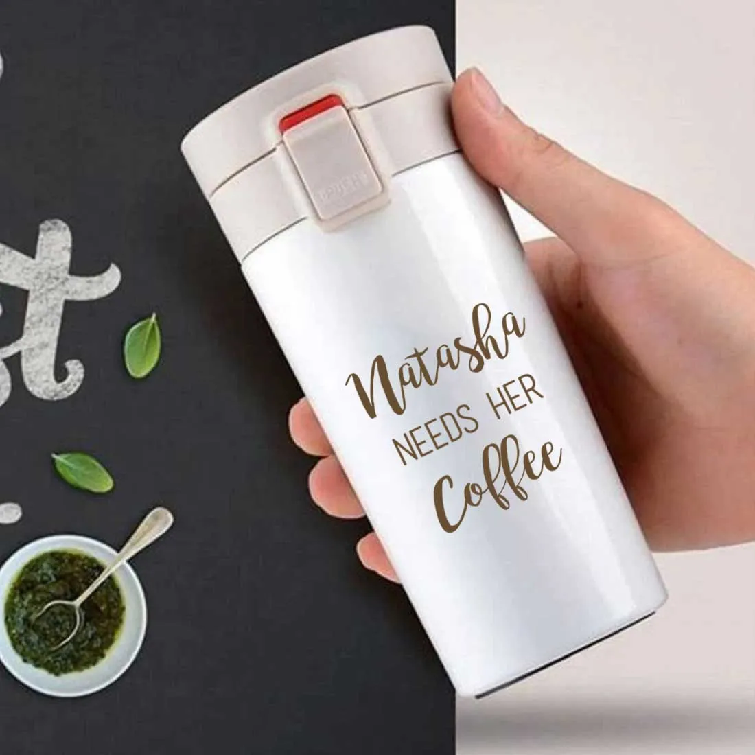 Customized Coffee Tumbler Insulated for Travelling Office Car Engraved Sipper Flask - Coffee Lover