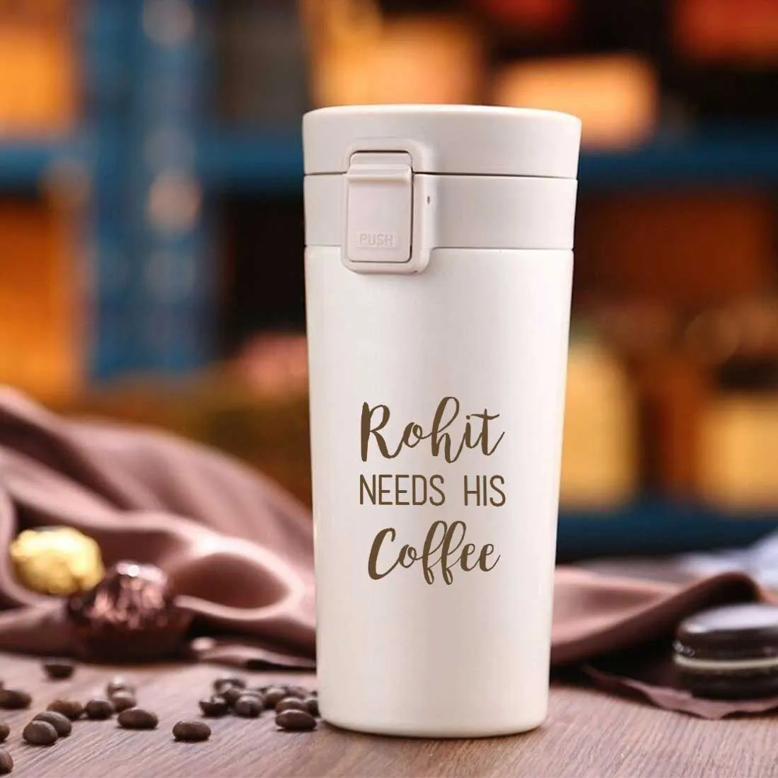 Customized Coffee Tumbler Insulated for Travelling Office Car Engraved Sipper Flask - Coffee Lover