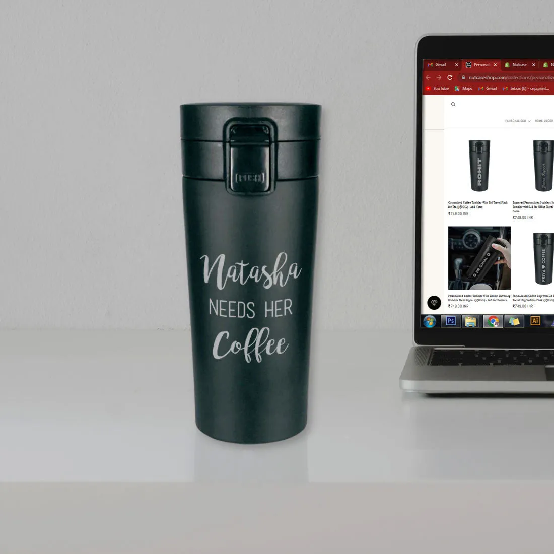 Customized Coffee Tumbler Insulated for Travelling Office Car Engraved Sipper Flask - Coffee Lover