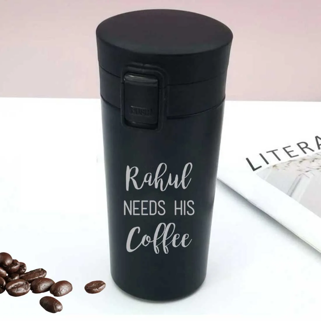 Customized Coffee Tumbler Insulated for Travelling Office Car Engraved Sipper Flask - Coffee Lover