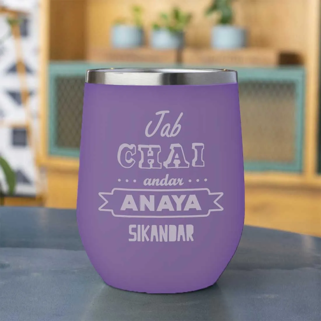 Customized insulated Coffee Tumbler for Travelling With Name Engraved  (350 ML) - Chai