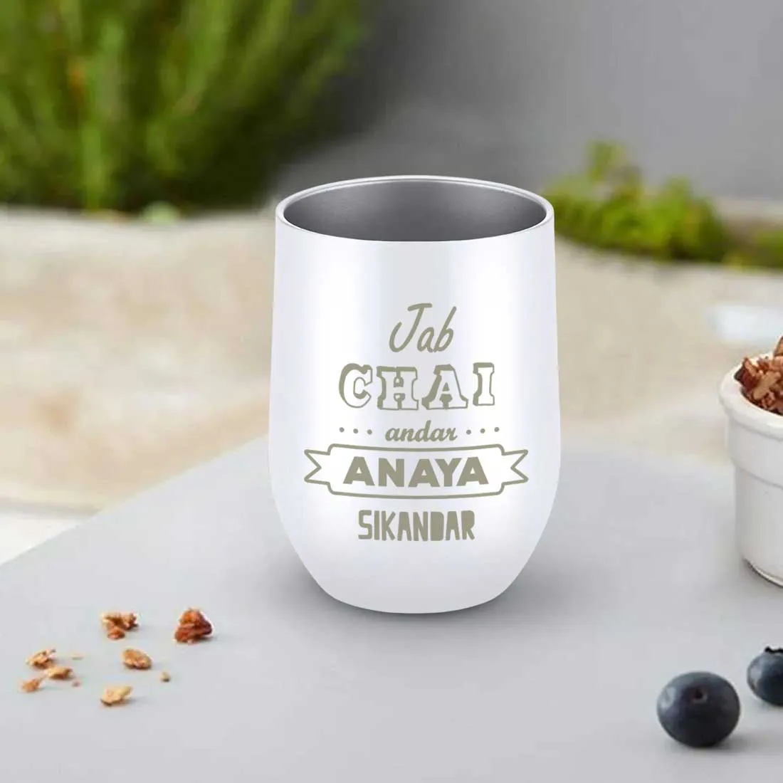 Customized insulated Coffee Tumbler for Travelling With Name Engraved  (350 ML) - Chai