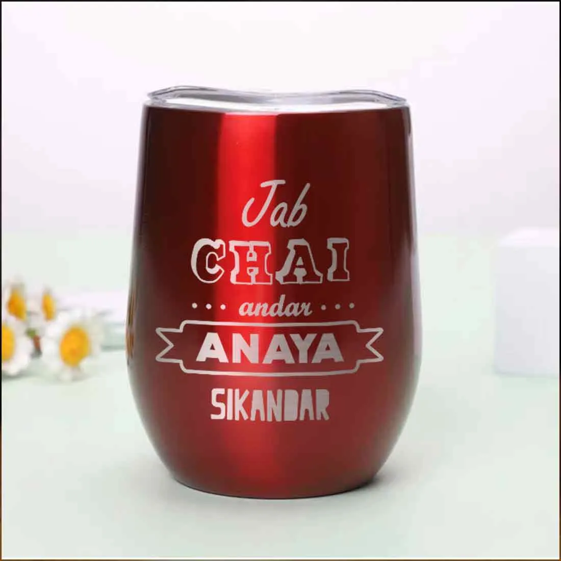 Customized insulated Coffee Tumbler for Travelling With Name Engraved  (350 ML) - Chai